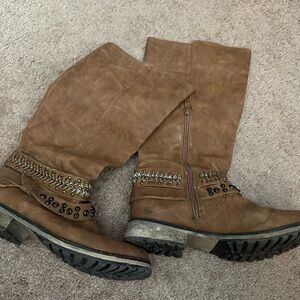 Not Rated Tan Studded Combat Boots